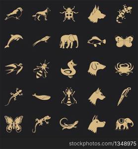 Animal kingdom icons set. Simple set of 25 animal kingdom icons for web for any design. Animal kingdom icons set, simple style