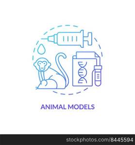 Animal models blue gradient concept icon. Experimental models. Pandemic preparedness preclinical research abstract idea thin line illustration. Isolated outline drawing. Myriad Pro-Bold fonts used. Animal models blue gradient concept icon