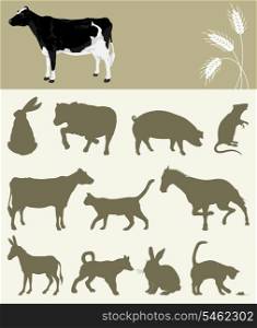 Animal of a farm. Collection of animals of a farm. A vector illustration
