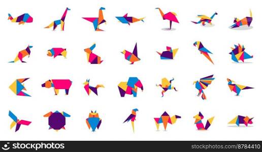 Animal origami collection. Animal origami vector. Abstract animals logo design. Animal origami. Vector illustration