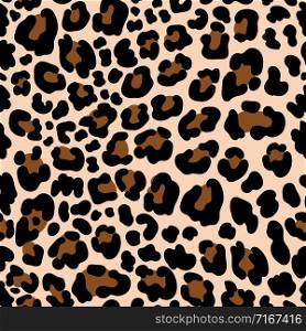 Animal pattern leopard seamless background with spots. Illustration of skin leopard animal, print pattern vector. Animal pattern leopard seamless background with spots