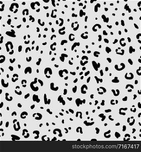 Animal pattern snow leopard seamless background with spots. Animal wildlife skin background, textile texture, vector illustration. Animal pattern snow leopard seamless background with spots