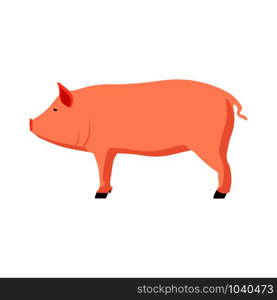 Animal pink pig vector illustration side view cartoon design. Cute art farm piglet graphic sign. Piggy hog domestic mammal element. Mascot silhouette swine drawing pet meat bacon. Livestock concept