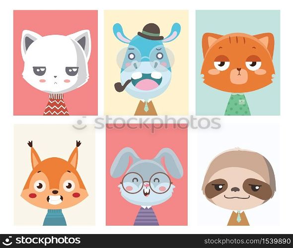Animal posters for nursery.Can used for greeting cards.