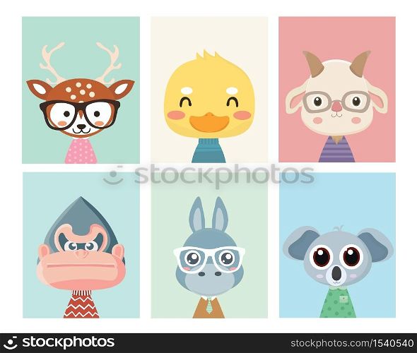 Animal posters for nursery.Can used for greeting cards.. Animal posters for nursery.