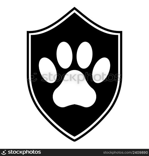 Animal protection logo, shild sewn with animal paw print