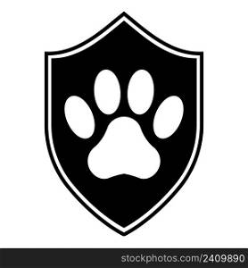 Animal protection logo, shild sewn with animal paw print