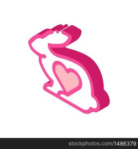 Animal Rabbit And Heart vector isometric sign. color isolated symbol illustration. Animal Rabbit And Heart Vector Thin Line Icon