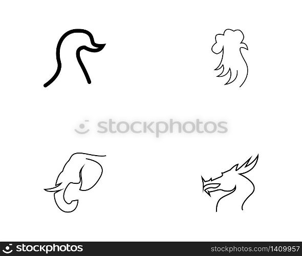 Animal set logo design vector illustration