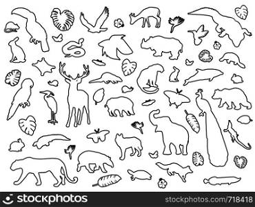 Animal shaped outline isolated, vector illustration