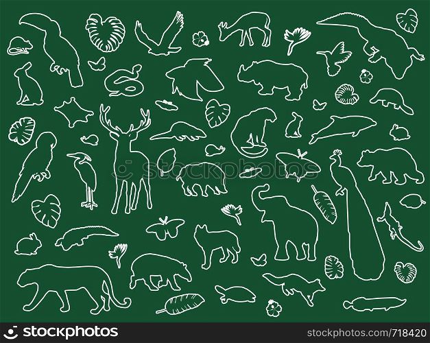 Animal shaped outline isolated, vector illustration