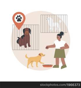 Animal shelter abstract concept vector illustration. Animal rescues, pet adoption process, pick a friend, saving from abuse, donation, shelter service, volunteer organization abstract metaphor.. Animal shelter abstract concept vector illustration.