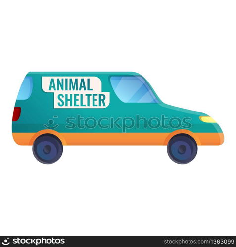 Animal shelter car icon. Cartoon of animal shelter car vector icon for web design isolated on white background. Animal shelter car icon, cartoon style