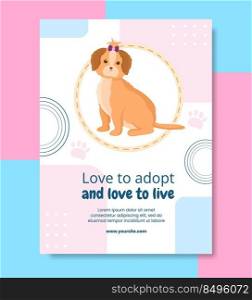 Animal shelter Poster Template Flat Dog Cartoon Background Illustration