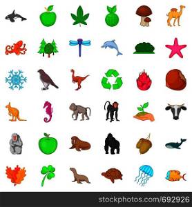 Animal species icons set. Cartoon style of 36 animal species vector icons for web isolated on white background. Animal species icons set, cartoon style