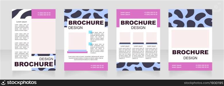 Animal spots and stripes blank brochure layout design. Vertical poster template set with empty copy space for text. Premade corporate reports collection. Editable flyer paper pages. Animal spots and stripes blank brochure layout design