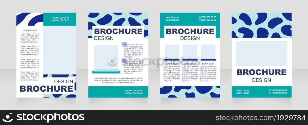 Animal spots and stripes blue and white blank brochure layout design. Vertical poster template set with empty copy space for text. Premade corporate reports collection. Editable flyer paper pages. Animal spots and stripes blue and white blank brochure layout design
