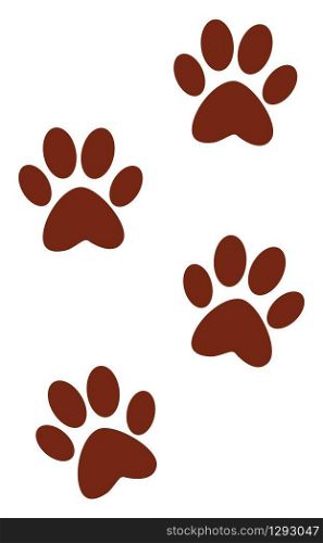 Animal traces, illustration, vector on white background.