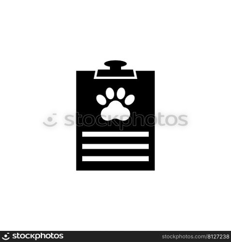 Animal Vet Checklist, Veterinary Pet Health Card. Flat Vector Icon illustration. Simple black symbol on white background. Medical Clipboard with Paw sign design template for web and mobile UI element. Animal Vet Checklist, Veterinary Pet Health Card. Flat Vector Icon illustration. Simple black symbol on white background. Medical Clipboard with Paw sign design template for web and mobile UI element.