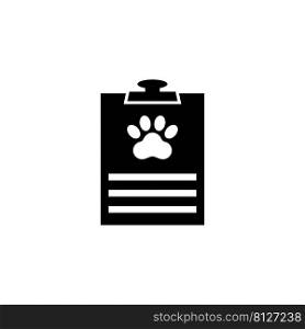 Animal Vet Checklist, Veterinary Pet Health Card. Flat Vector Icon illustration. Simple black symbol on white background. Medical Clipboard with Paw sign design template for web and mobile UI element. Animal Vet Checklist, Veterinary Pet Health Card. Flat Vector Icon illustration. Simple black symbol on white background. Medical Clipboard with Paw sign design template for web and mobile UI element.