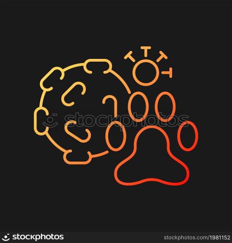 Animal virus gradient vector icon for dark theme. Small infectious agent. Pet disease. Viral animal infection. Thin line color symbol. Modern style pictogram. Vector isolated outline drawing. Animal virus gradient vector icon for dark theme