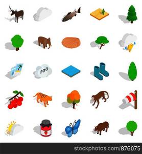 Animal world icons set. Isometric set of 25 animal world vector icons for web isolated on white background. Animal world icons set, isometric style