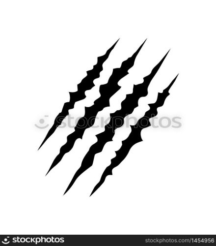 Animals claws scratch scrape track. Claws of tigers scratch trace in flat style on isolated background.Four black scrape of animals. vector illustration. Animals claws scratch scrape track. Claws of tigers scratch trace in flat style on isolated background.Four black scrape of animals. vector