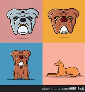Animals Dogs collection vector design. Animal object icon design concept. Dog heads and Dogs body set vector design. Animal nature, Wildlife animals, wanted dogs.