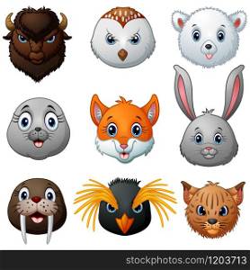 Animals head cartoon collection illustration
