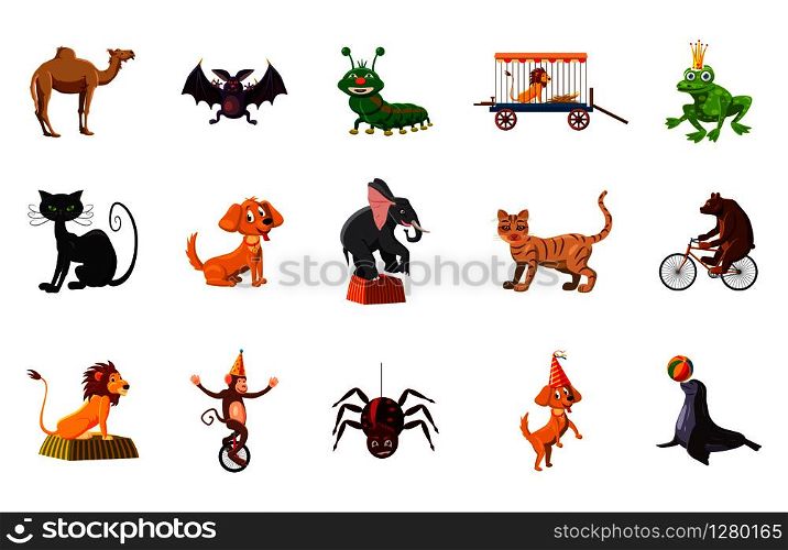 Animals icon set. Cartoon set of animals vector icons for web design isolated on white background. Animals icon set, cartoon style