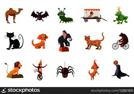 Animals icon set. Cartoon set of animals vector icons for web design isolated on white background. Animals icon set, cartoon style