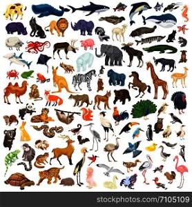 Animals icon set. Cartoon set of animals vector icons for web design. Animals icon set, cartoon style