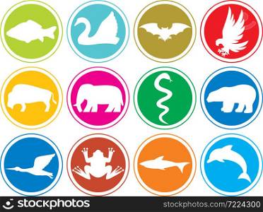 Animals icons buttons vector