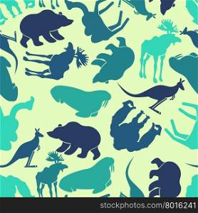 Animals seamless pattern. Zoo background. Wild animals texture. Coloured beasts ornament for baby tissue.&#xA;