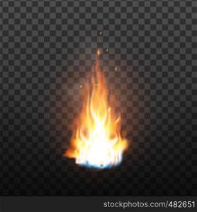 Animation Burning Fire With Sparks Effect Vector. Red Burn Hot Flickering Fire With Smoke And Blaze Glowing Particles. Colorful Image On Transparency Grid Background. 3d Illustration. Animation Burning Fire With Sparks Effect Vector