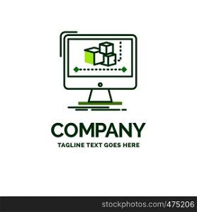 Animation, computer, editor, monitor, software Flat Business Logo template. Creative Green Brand Name Design.