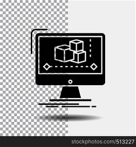 Animation, computer, editor, monitor, software Glyph Icon on Transparent Background. Black Icon. Vector EPS10 Abstract Template background