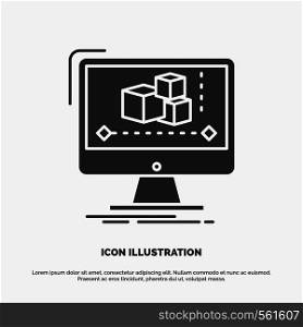 Animation, computer, editor, monitor, software Icon. glyph vector gray symbol for UI and UX, website or mobile application. Vector EPS10 Abstract Template background