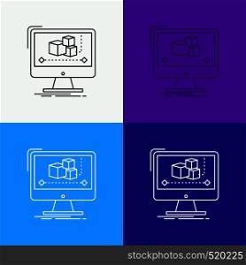 Animation, computer, editor, monitor, software Icon Over Various Background. Line style design, designed for web and app. Eps 10 vector illustration. Vector EPS10 Abstract Template background