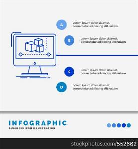 Animation, computer, editor, monitor, software Infographics Template for Website and Presentation. Line Blue icon infographic style vector illustration. Vector EPS10 Abstract Template background