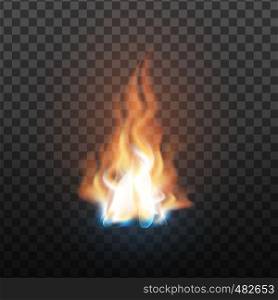 Animation Stage Of Burning Orange Fire Vector. Fiery Heat Overlay Brush And Bonfire Burning Flare Design Decoration Closeup Isolated On Transparency Grid Background. 3d Illustration. Animation Stage Of Burning Orange Fire Vector