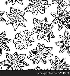anise seamless pattern. anise spices seamless pattern on white background
