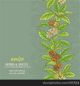 anise vector background. anise branches vector pattern on color background