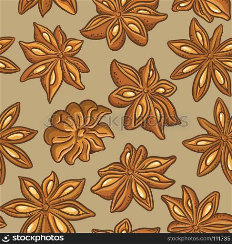 anise vector pattern. anise stars vector pattern on color background