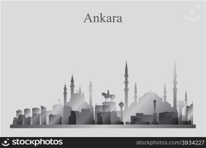 Ankara city skyline silhouette in grayscale, vector illustration&#xA;