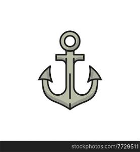 Anker anchor marine object naval heraldry isolated flat line icon. Vector symbol of Portugal seafaring, sea heraldry object. Anchoring gear, ancre coat of arms, naval marine anchor mooring ship. Naval anchor nautical equipment, maritime sign