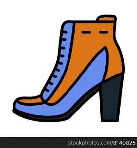Ankle Boot Icon. Editable Bold Outline With Color Fill Design. Vector Illustration.