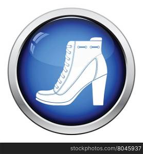 Ankle boot icon. Glossy button design. Vector illustration.