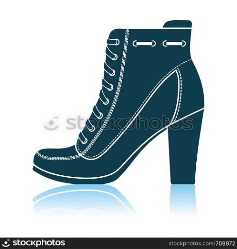Ankle Boot Icon. Shadow Reflection Design. Vector Illustration.
