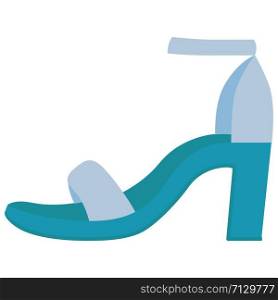 Ankle strap high heels blue flat color icon. Woman stylish footwear design. Female casual shoes, luxury modern summer sandals. Fashionable classic clothing accessory. Vector silhouette illustration
